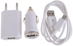 Univerzální nabíječka 3v1 Micro USB 1A White