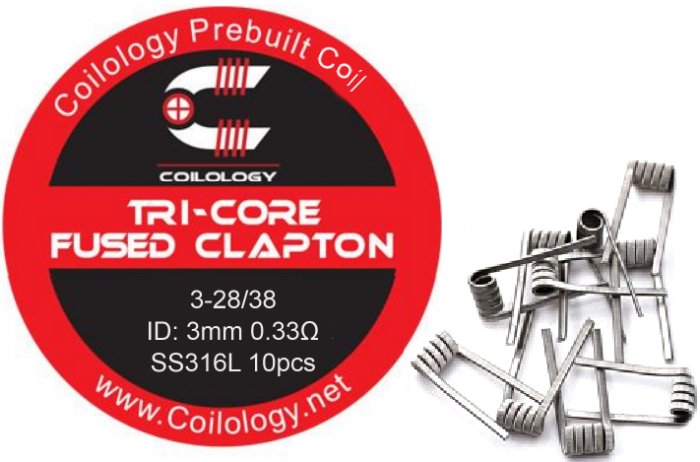 Coilology Tri-Core Fused Clapton předmotané spirálky SS316 0,33ohm 10ks